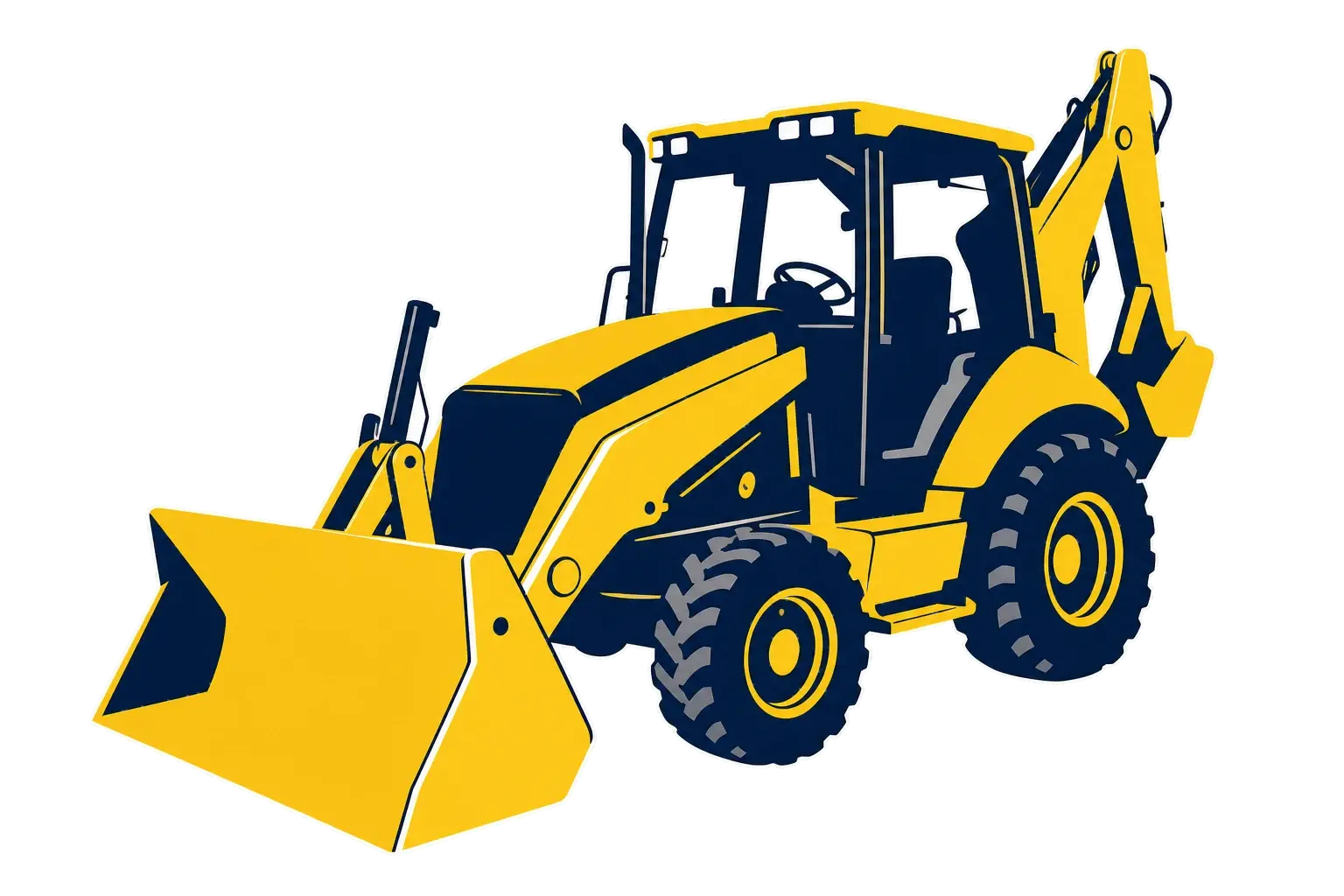 Illustration of a yellow backhoe digging a trench