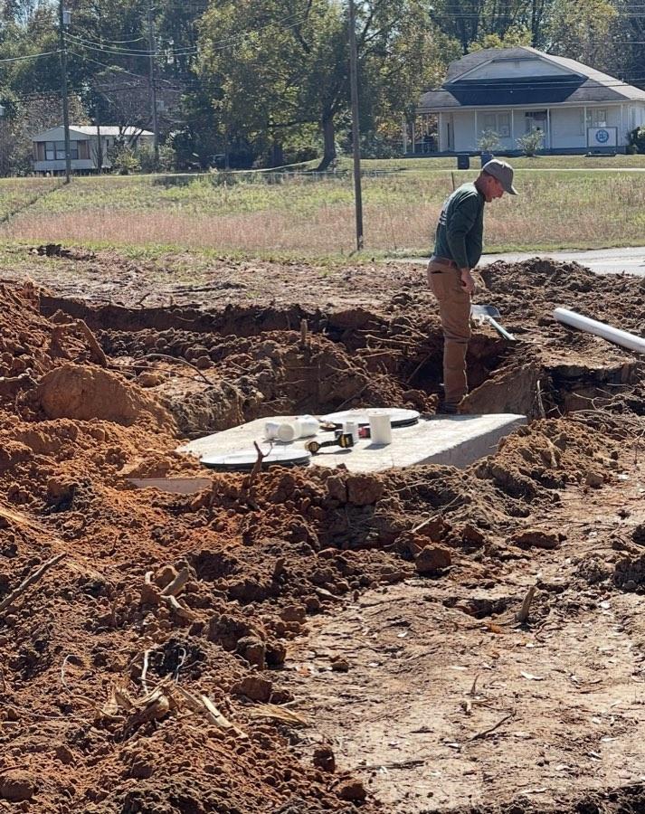 Septic tank installation at a jobsite